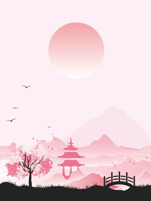 矢量中國風粉紅色風景背景高清素材 過年 免費下載 頁面網頁 平面電商 創意素材 素材